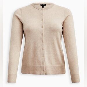 Torrid Everyday Soft Cardigan Crew Sweater in Heather Oatmeal Size 3 3X